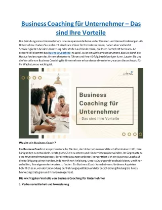 Business Coaching für Unternehmer – Das sind Ihre Vorteile