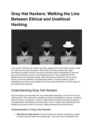 Gray Hat Hackers: Ethical Dilemmas in Ethical Hacking Course in Hyderabad