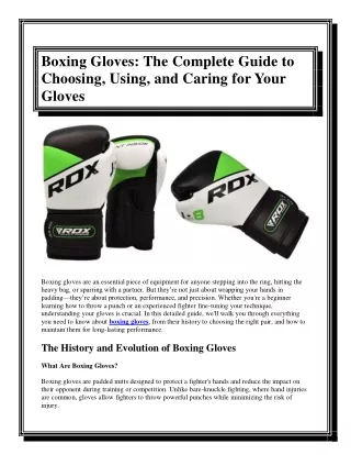 Boxing Gloves The Complete Guide to Choosing, Using, and Caring for Your Gloves