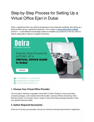 Step-by-Step Process for Setting Up a Virtual Office Ejari in Dubai