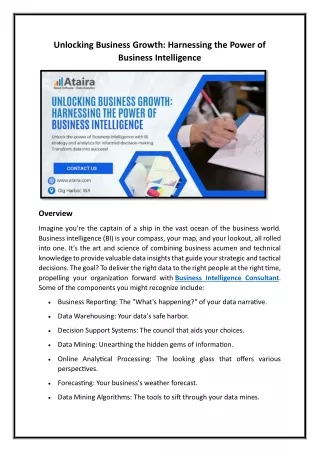 Unlocking Business Growth Harnessing the Power of Business Intelligence