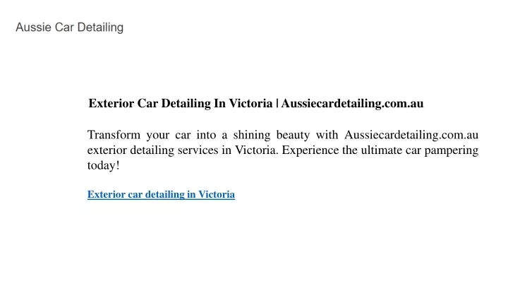 exterior car detailing in victoria