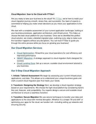 Expert Cloud Migration Services and Optimization | ITTStar