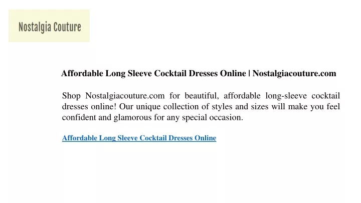 affordable long sleeve cocktail dresses online