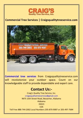 Commercial Tree Services  Craigsqualitytreeservice.com