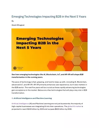 Emerging Technologies Impacting B2B in the Next 5 Years