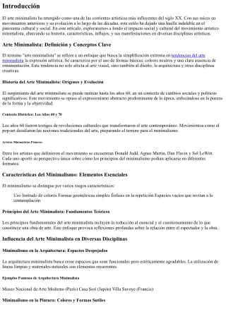 **Impacto Social y Cultural del Movimiento Artístico Minimalista**