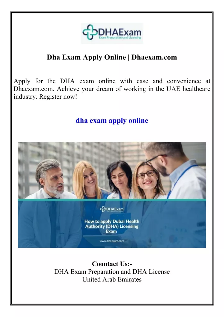 dha exam apply online dhaexam com