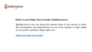 Build A Local Online Store In India Buildmystore.io