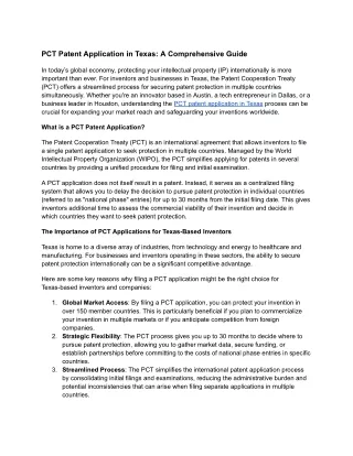 pct patent application in texas a comprehensive