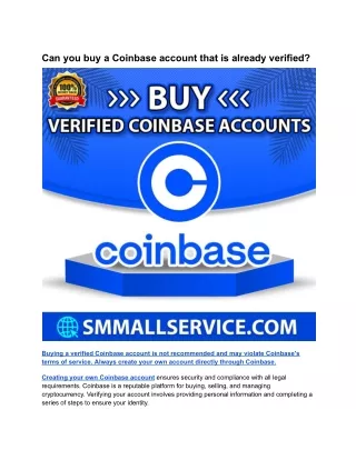 Can you buy a Coinbase account that is already verified