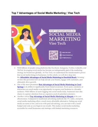 Top 7 Advantages of Social Media Marketing