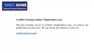 Graffiti Cleaning London Simplyshine.co.uk