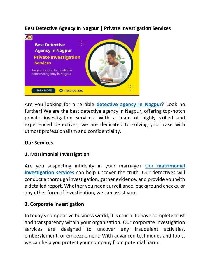 best detective agency in nagpur private