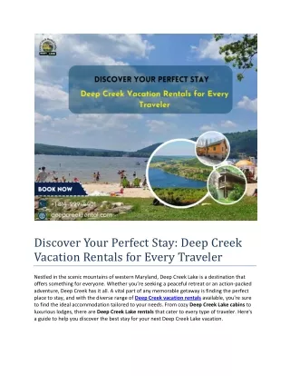 Discover Your Perfect Stay - Deep Creek Vacation Rentals for Every Traveler