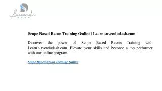 Scope Based Recon Training Online Learn.suvendudash.com