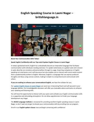 English Speaking Course in Laxmi Nagar - britishlanguage.in