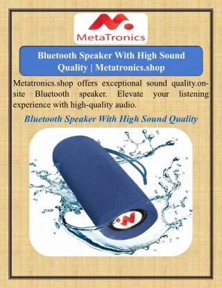Bluetooth Speaker With High Sound Quality   Metatronics.shop