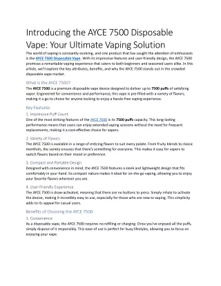 introducing the ayce 7500 disposable vape your