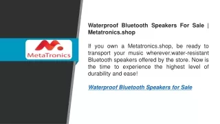 Waterproof Bluetooth Speakers For Sale   Metatronics.shop