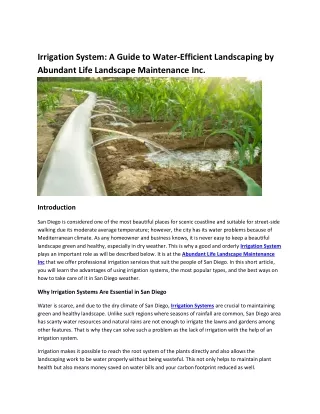 irrigation system a guide to water efficient