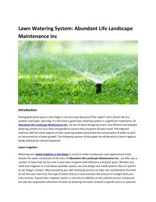 Lawn Watering System