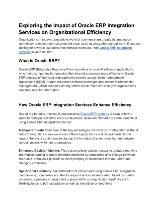 exploring the impact of oracle erp integration