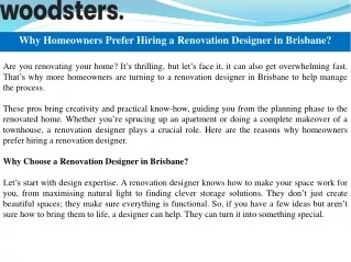 Why Homeowners Prefer Hiring a Renovation Designer in Brisbane?