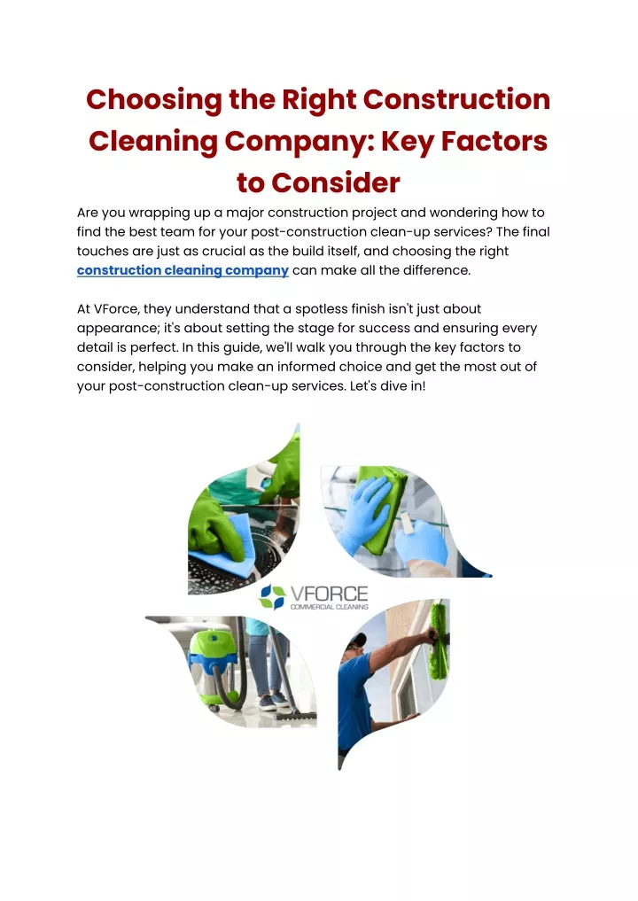 choosing the right construction cleaning company