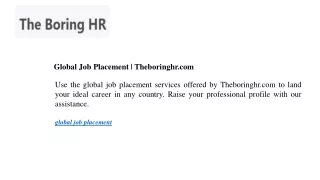 Global Job Placement Theboringhr.com