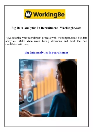 Big Data Analytics In Recruitment Workingbe.com