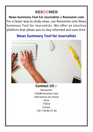 News Summary Tool For Journalists  Resoomer.com
