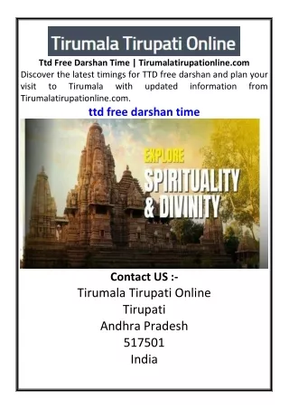 Ttd Free Darshan Time  Tirumalatirupationline.com