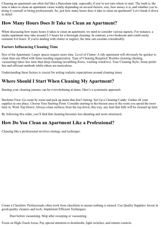 How Many Hours Does It Take to Clean an Apartment? A Realistic Breakdown