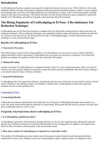 The Rising Popularity of CoolSculpting in El Paso