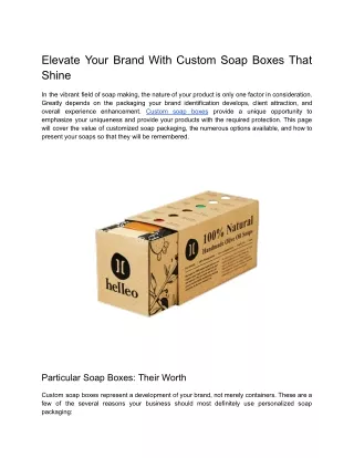 elevate your brand with custom soap boxes that
