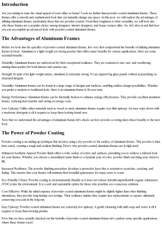 Accomplish an Advanced Look with Powder-Coated Aluminum Frames