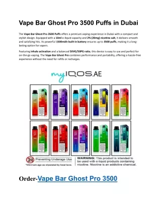Vape Bar Ghost Pro in Dubai UAE