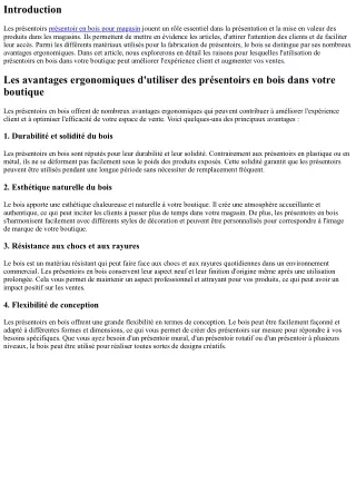 Les avantages ergonomiques d'utiliser des présentoirs en bois dans votre boutiqu