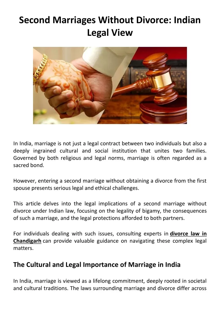 second marriages without divorce indian legal view