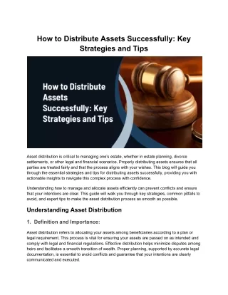how to distribute assets successfully