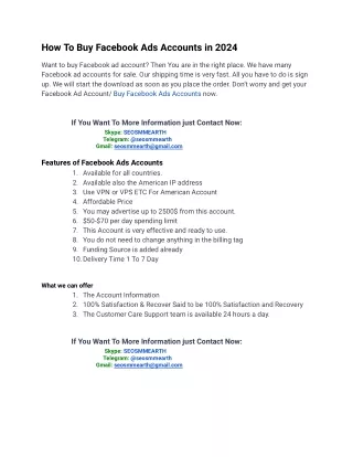 9 Super Useful Tips To Buy FacebookAds Accounts