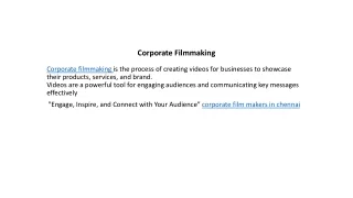 Corporate Filmmaking