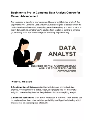 Beginner to Pro: A Complete Data Analyst Course for Career Advancement