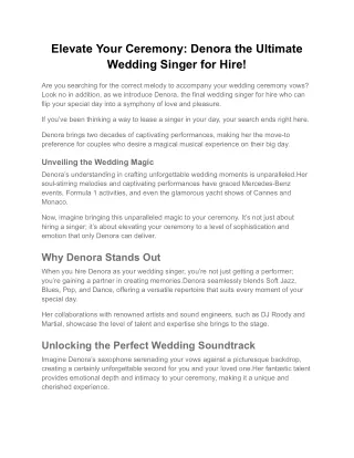 Elevate Your Ceremony: Denora the Ultimate Wedding Singer for Hire!