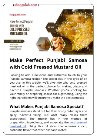 Make Perfect Punjabi Samosa with Cold Pressed Mustard Oil