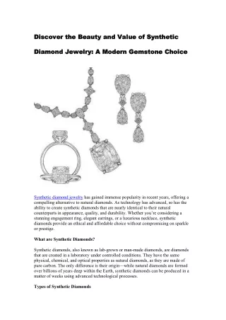 Discover the Beauty and Value of Synthetic Diamond