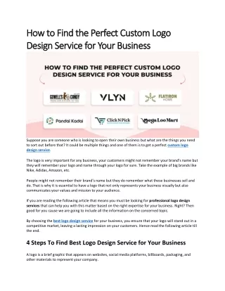 How to Find the Perfect Custom Logo Design Service for Your Business