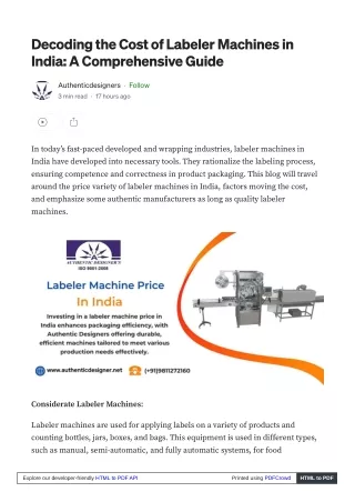 Comprehensive Guide on Labeler Machine Price in India: Types, Benefits, and Manu
