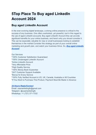 5Top Place To Buy aged LinkedIn Account 2024